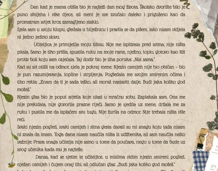 Zahvalnost ispisana stihovima i pričama: Sudjelovali smo u Međunarodnom literarnom natječaju ,,Učitelji koji se pamte”