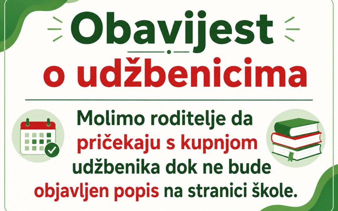 Obavijest o udžbenicima